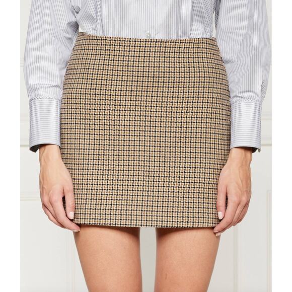Marella Whisky Wool Mini Skirt Houndstooth Brown Preppy Retro Classic US 10 NWT - Picture 4 of 11
